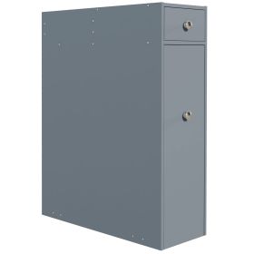 HOMCOM Bathroom Floor Organizer Free Standing Space Saving Narrow Storage Cabinet Bath Toilet Paper Holder with Drawers, Gray