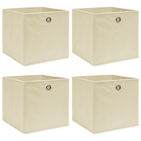 Storage Boxes 4 pcs Cream 12.6"x12.6"x12.6" Fabric
