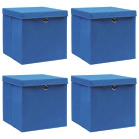 Storage Boxes with Lids 4 pcs Blue 12.6"x12.6"x12.6" Fabric