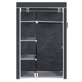 5 Layers Of 12 Lattice With Cloth Cover, 1 Clothes Rail, Non-woven Wardrobe 104.5x45.5x158cm (Color: grey)