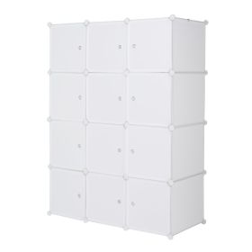 4-layer 12-compartment Rubik's Cube Wardrobe, Plastic, Can Be Freely Assembled DIY Style (Color: White)