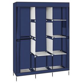 71in Portable Closet Wardrobe Clothes Rack Storage Organizer with Shelf Navy (Option: as picture)