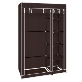 67in Portable Clothes Closet Wardrobe with Non Woven Fabric and Hanging Rod Quick and Easy to Assemble Dark Brown (Option: as picture)