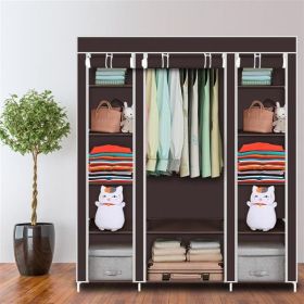 Non Woven Wardrobe With 5 Layers And 12 Compartments (Color: brown)