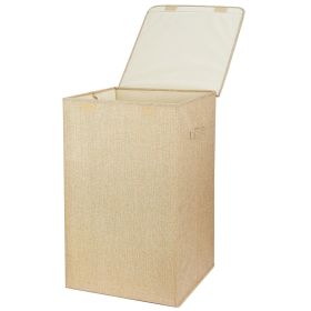 Foldable Laundry Hampers Washing Clothes Laundry Basket with Lid Handles Storage Organizer (Color: brown)
