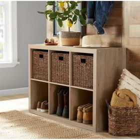 6 cube storage boxes; bookshelves; display cabinets; storage cabinets (Material: Particle Board, Medium Density Fiberboard, Color: Natural)