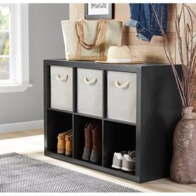 6 cube storage boxes; bookshelves; display cabinets; storage cabinets (Material: Particle Board, Medium Density Fiberboard, Color: Solid Black)