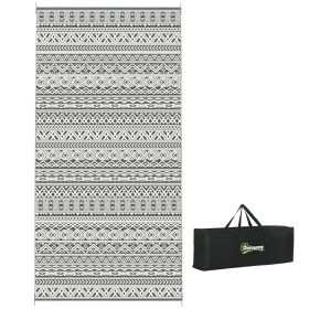 Outsunny Reversible Outdoor Rug, 9' x 18' Waterproof Plastic Straw Floor Mat, Portable RV Camping Carpet with Carry Bag, Large Floor Mat for Back (Color: as Pic)