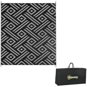 Outsunny Reversible Outdoor Rug, 8' x 10' Waterproof Plastic Straw Floor Mat, Portable RV Camping Carpet with Carry Bag, Large Floor Mat for Back (Color: as Pic)