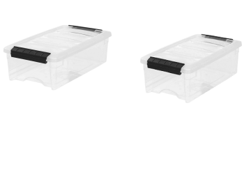 (2 pack)5.8 Qt. Plastic Storage Bins with Lids, Clear, Latching, Stackable, Totes (Pack Size: 2 Pack)