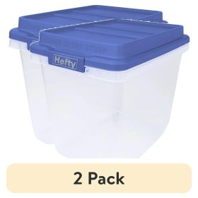 (2 pack) 32 Qt. Clear Storage Bin with Blue HI-RISE Lid (Pack Size: 2 Pack)