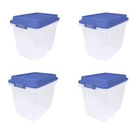 (2 pack) 32 Qt. Clear Storage Bin with Blue HI-RISE Lid (Pack Size: 4 Pack)